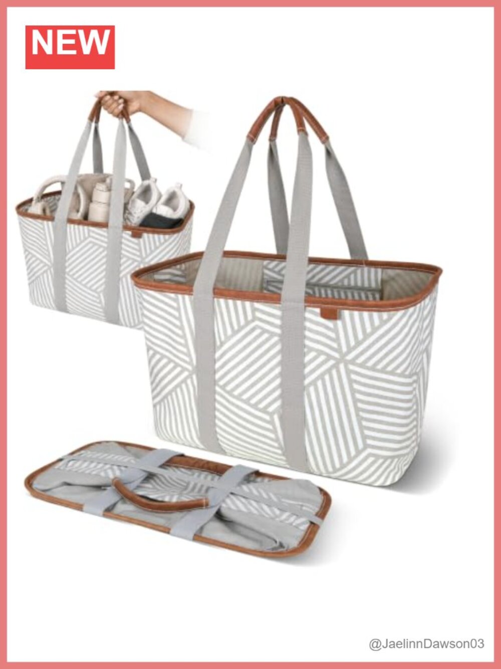 Collapsible Tote Bag 30L Structured Reusable Grocery Bag